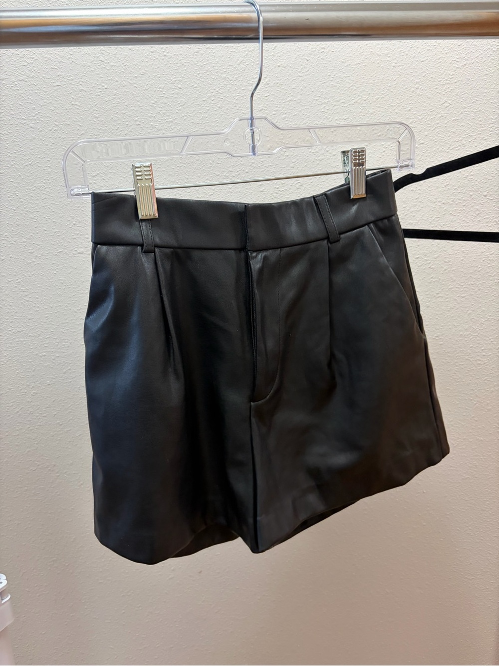 Zara Black Faux Leather High-Waist Shorts